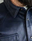 Hawley Leather Shirt - Navy