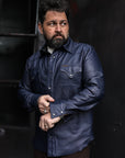 Hawley Leather Shirt - Navy