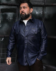 Hawley Leather Shirt - Navy