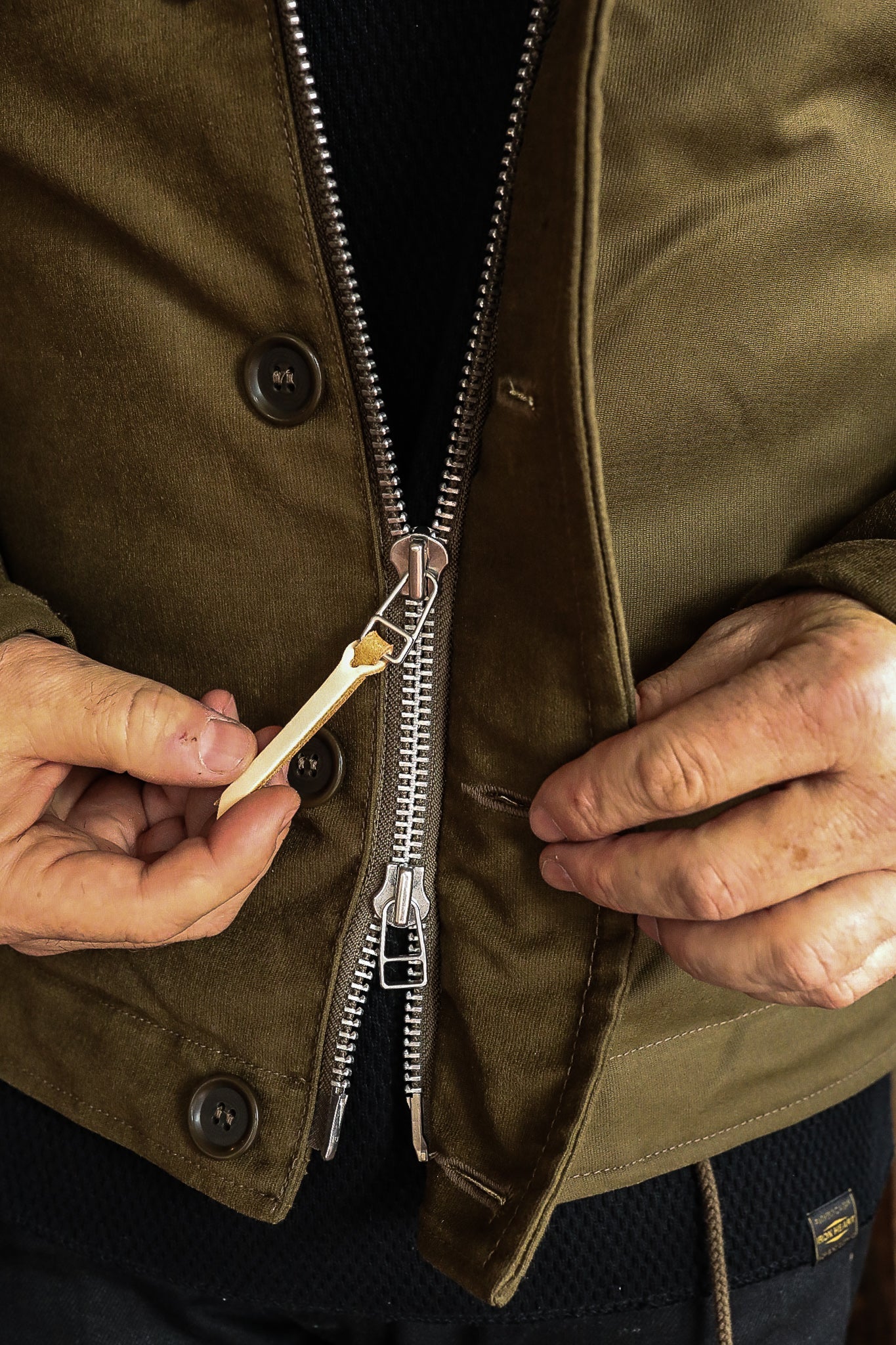 Oiled Whipcord N1 Deck Jacket - Army Green - IHM-37