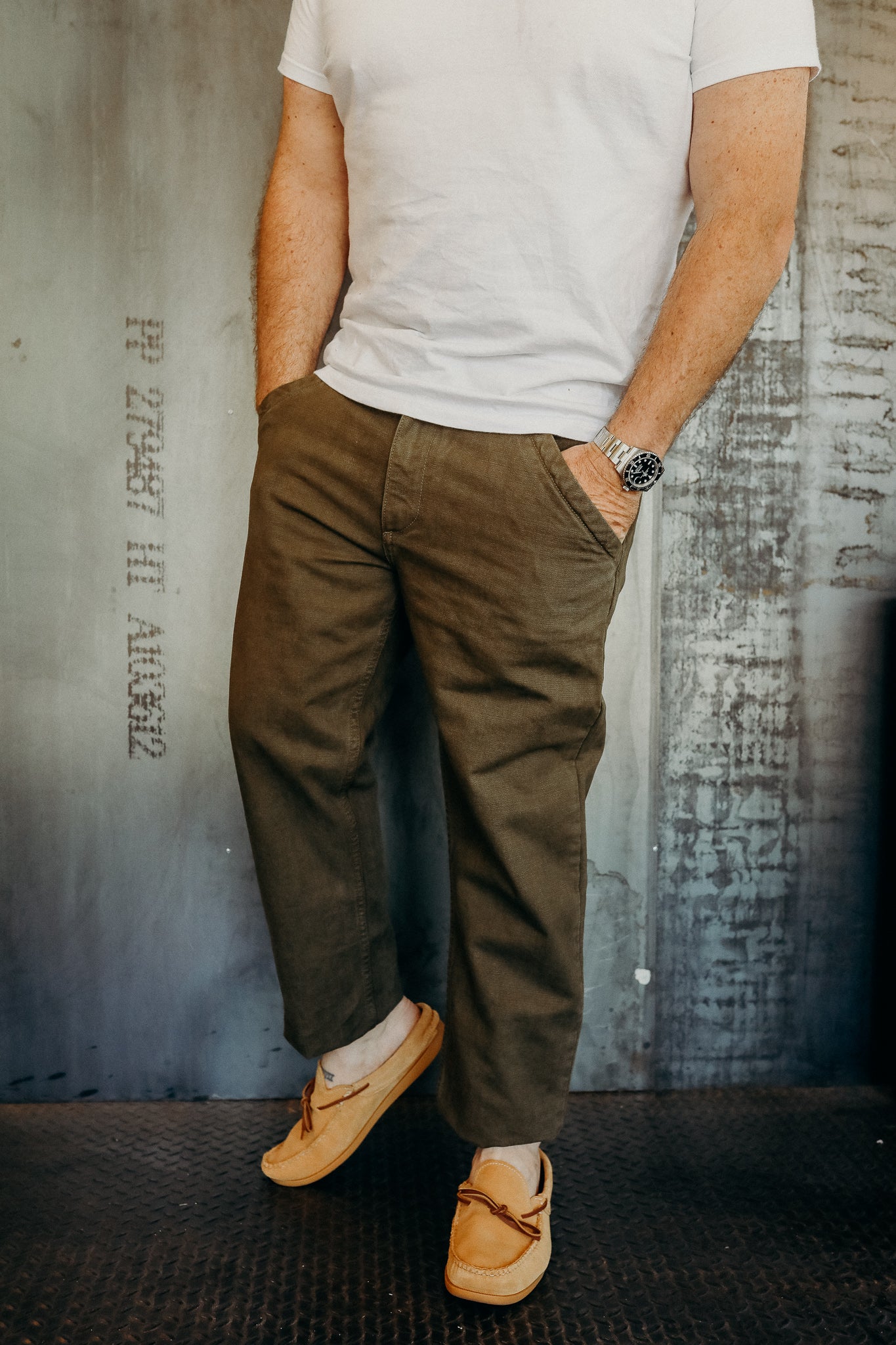 Workers Chino Slim Fit 14oz Slub - Army Green – Iron Shop Provisions