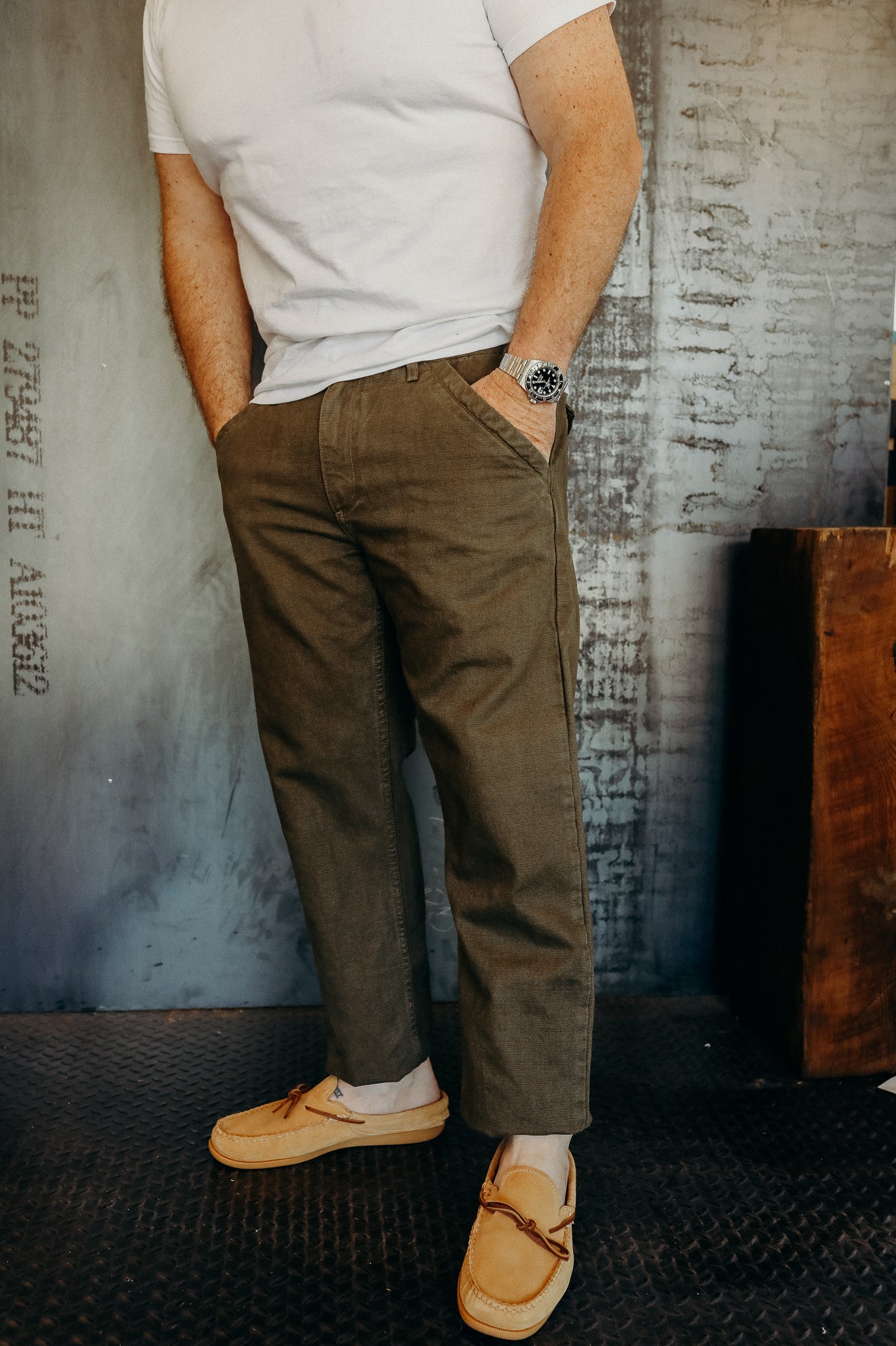Workers Chino Slim Fit 14oz Slub - Army Green – Iron Shop Provisions