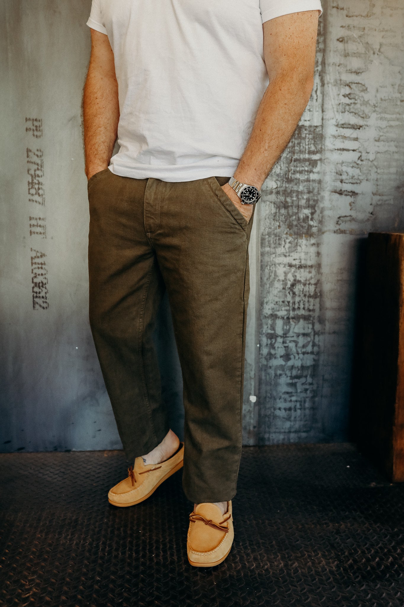 Workers Chino Slim Fit 14oz Slub - Army Green – Iron Shop Provisions