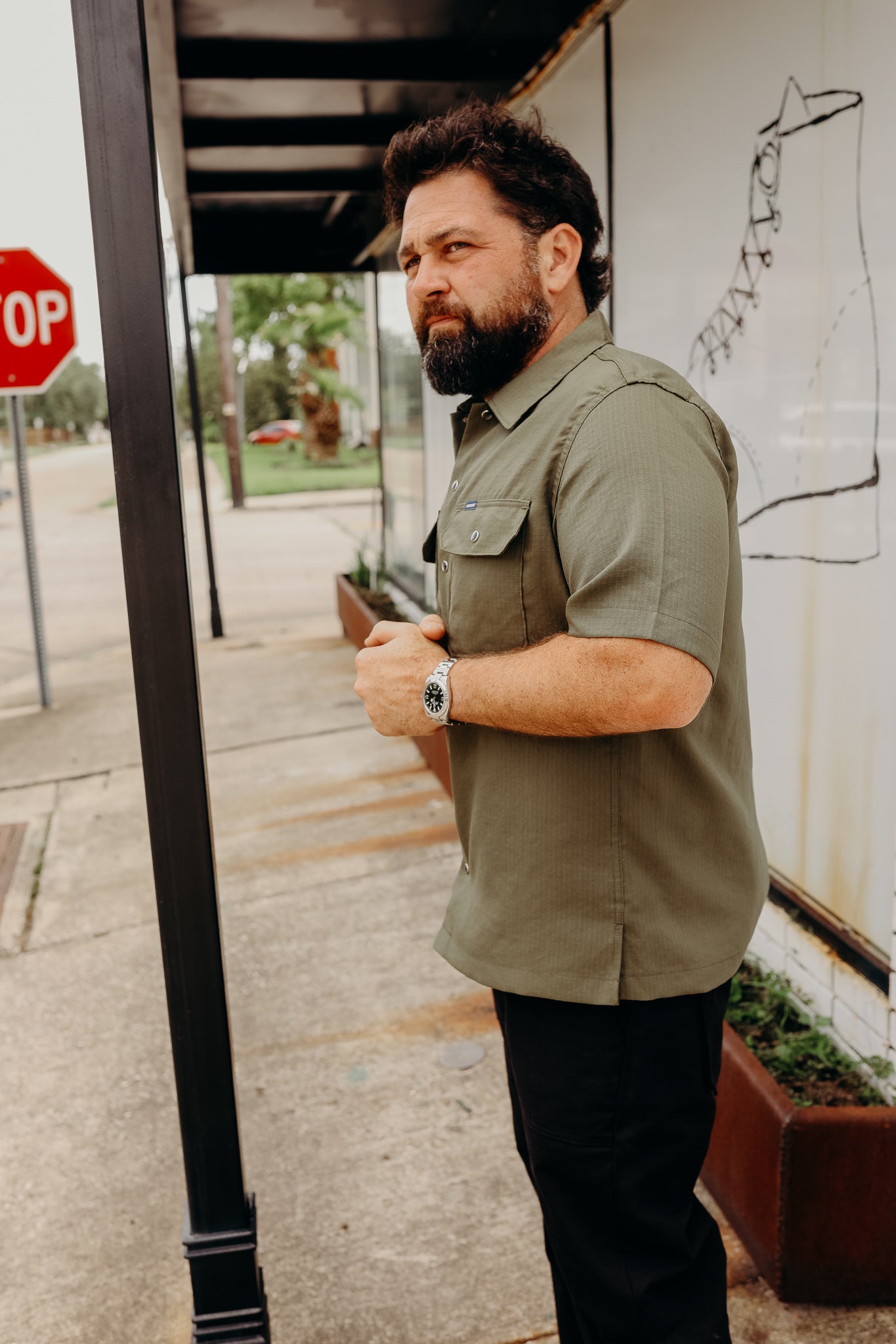 Ripstop Short Sleeved Mechanic Shirt - Green