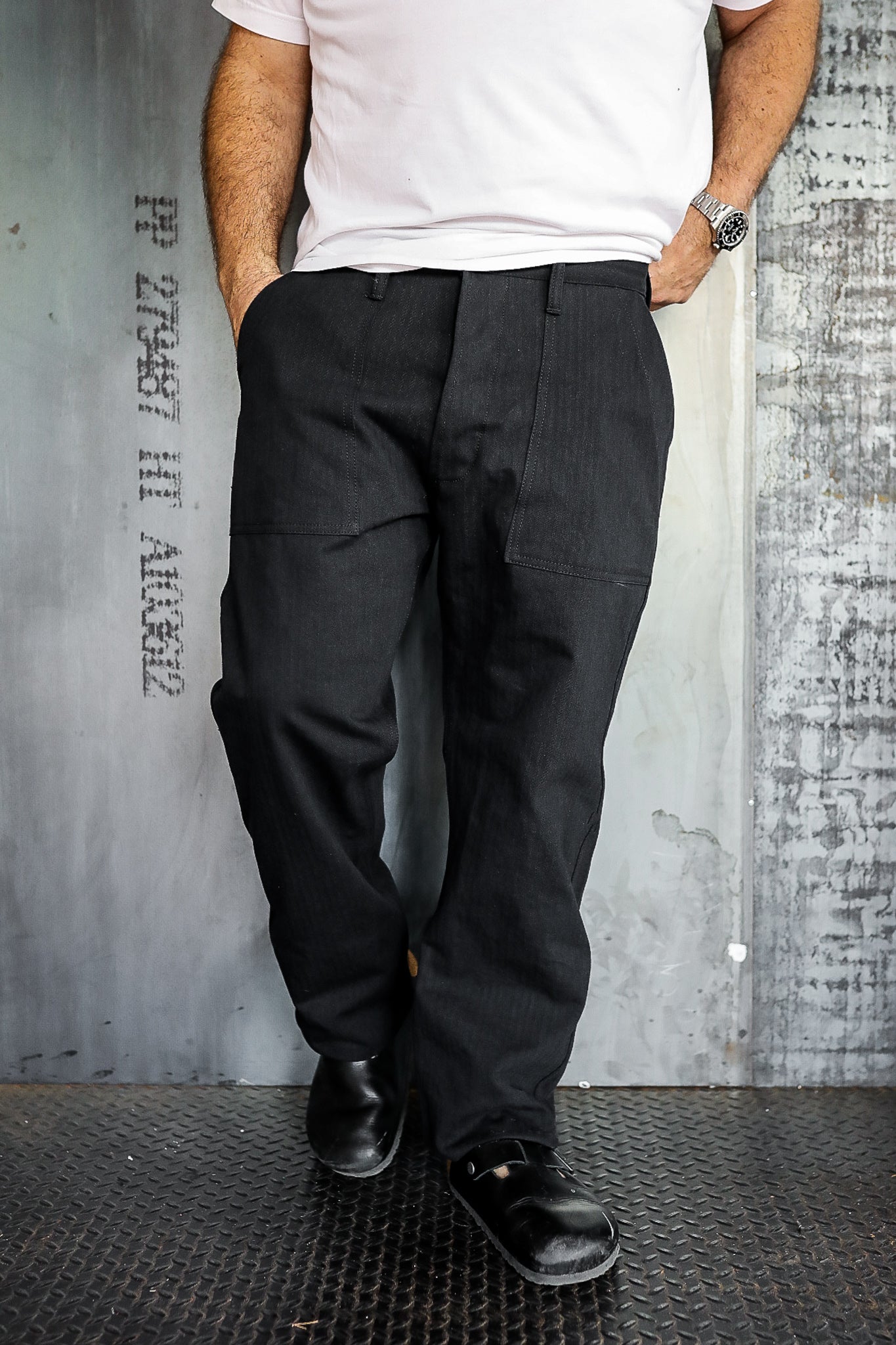 Fatigue Pant - Washed Black HBT