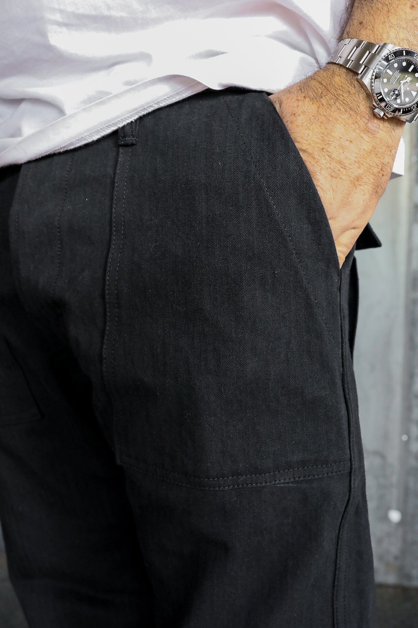 Fatigue Pant - Washed Black HBT