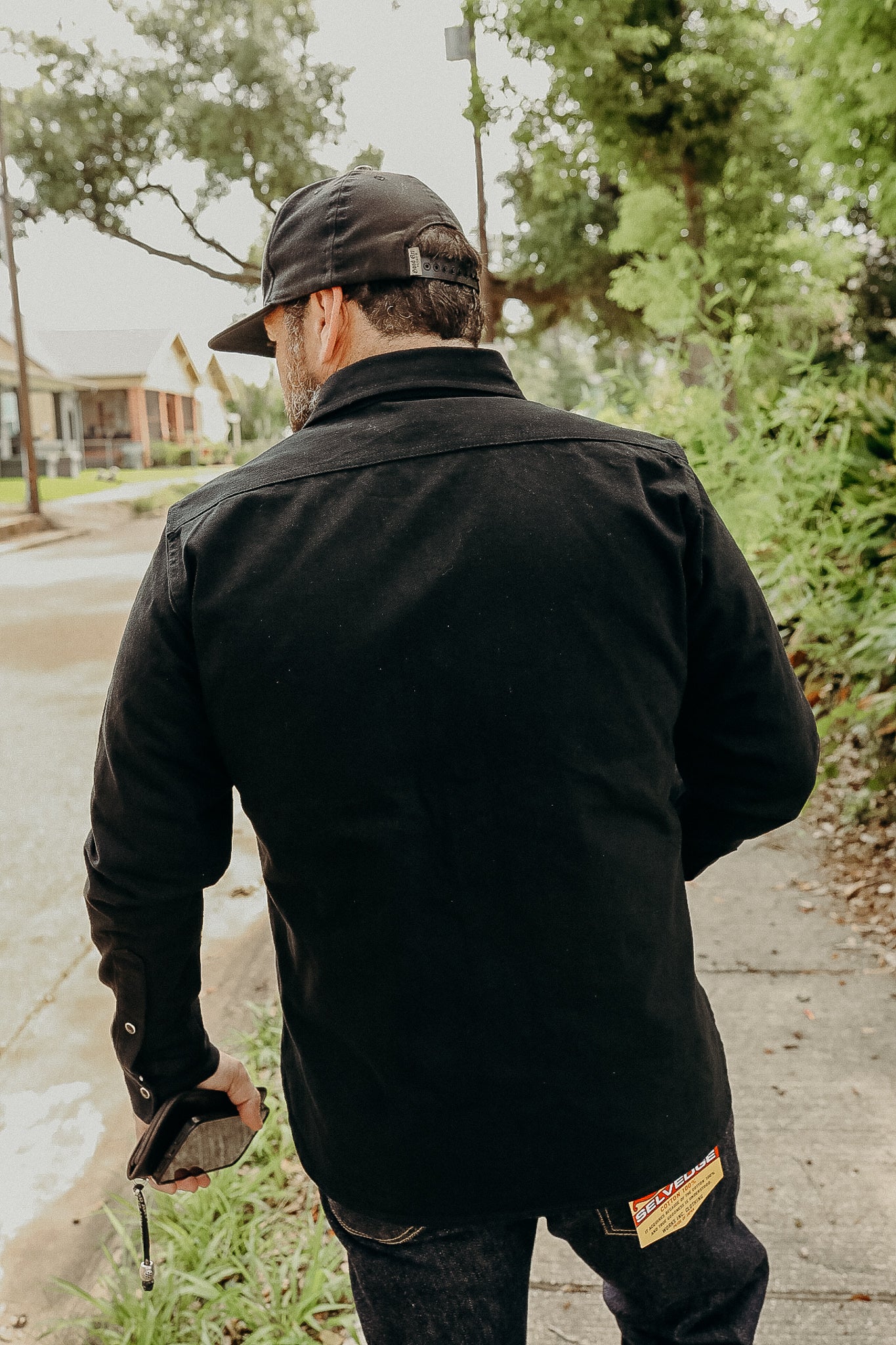 12oz Selvedge Denim Work Shirt With Snaps - Black IHSH-338-BLK