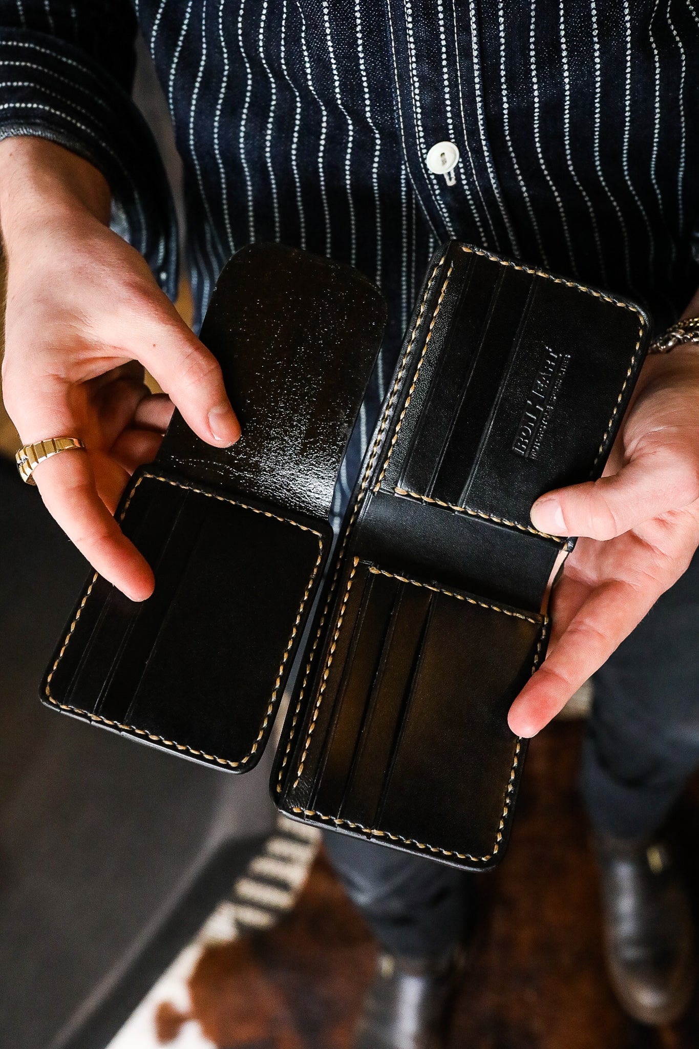 Slimline Small Shell Cordovan Wallet - Black