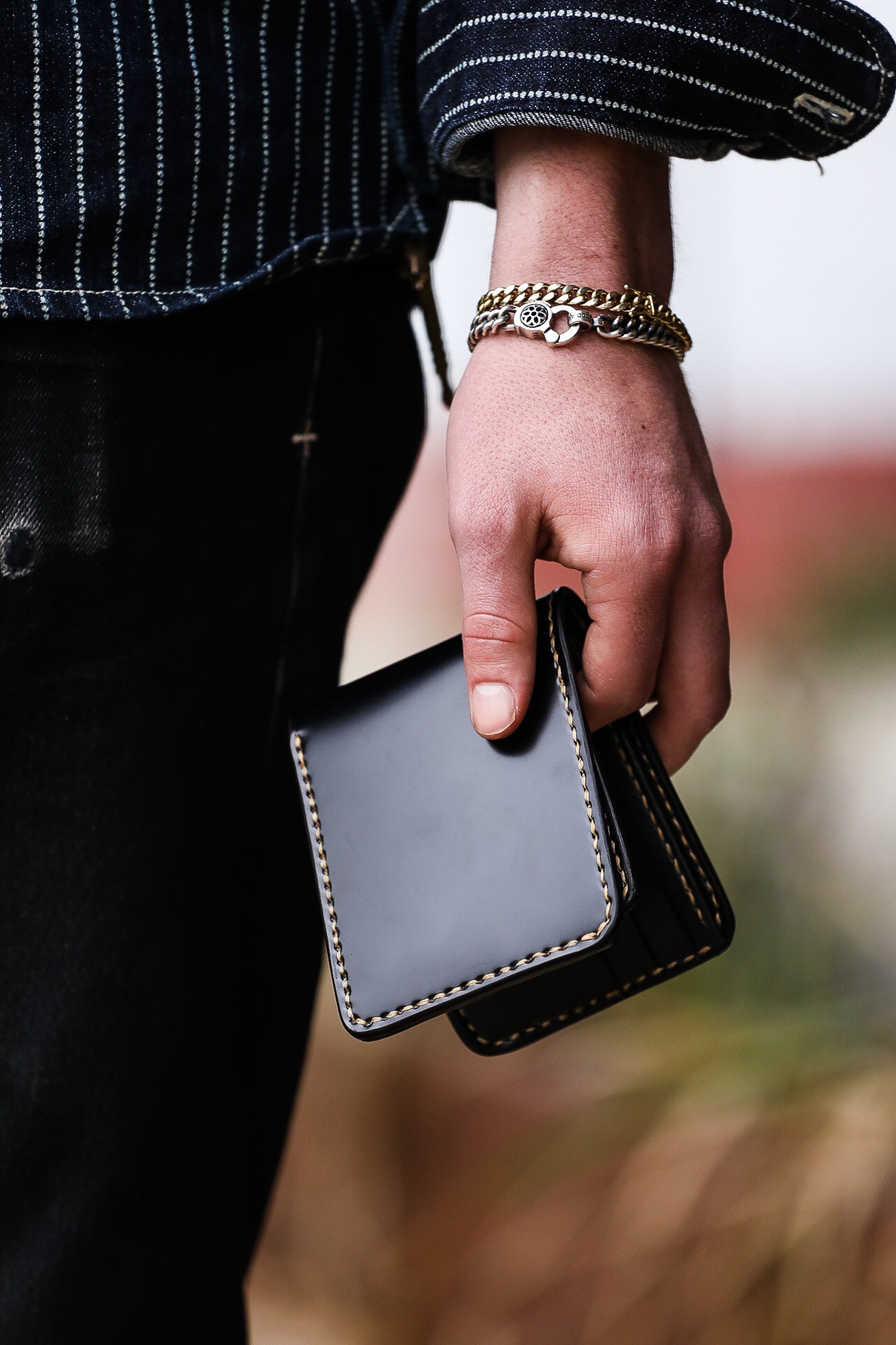 Slimline Small Shell Cordovan Wallet - Black