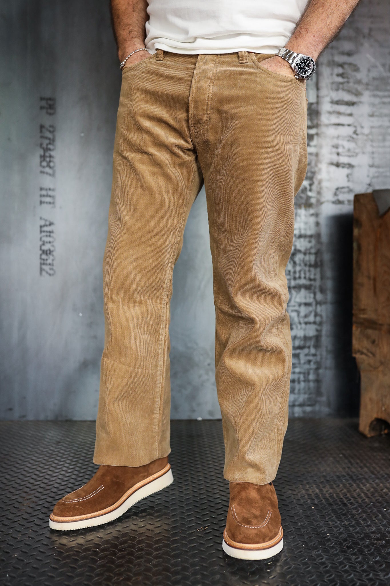 14oz Heavy Corduroy Straight Cut Pants - Beige