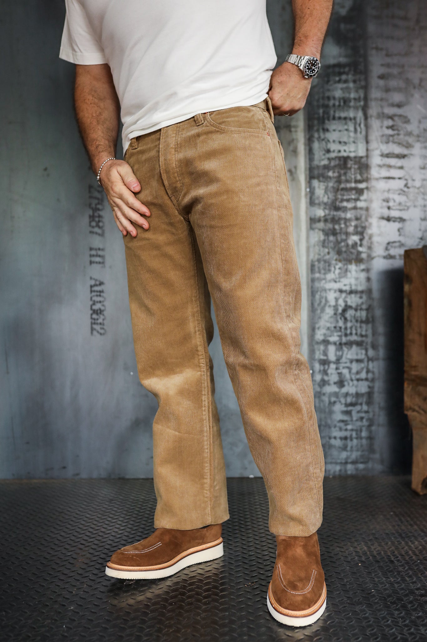 14oz Heavy Corduroy Straight Cut Pants - Beige