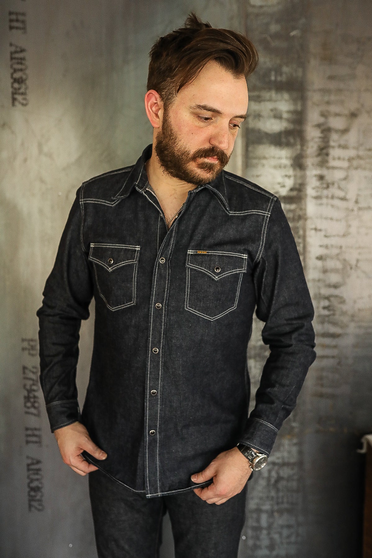 10oz Selvedge Denim Western Shirt - Indigo