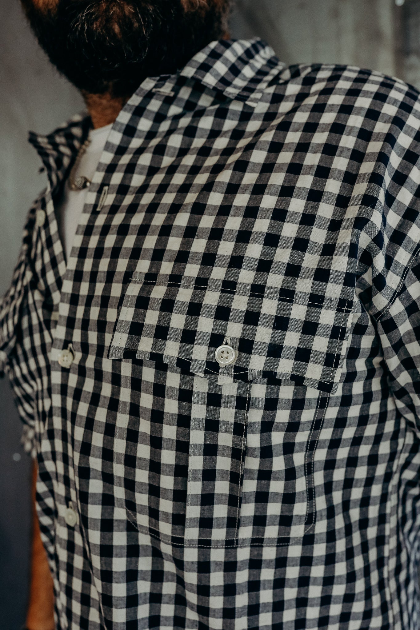 Camp Shirt S/S in Navy Gingham