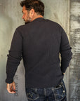 1301 Waffle Knit Long Sleeved Crew Neck Thermal Top - Navy