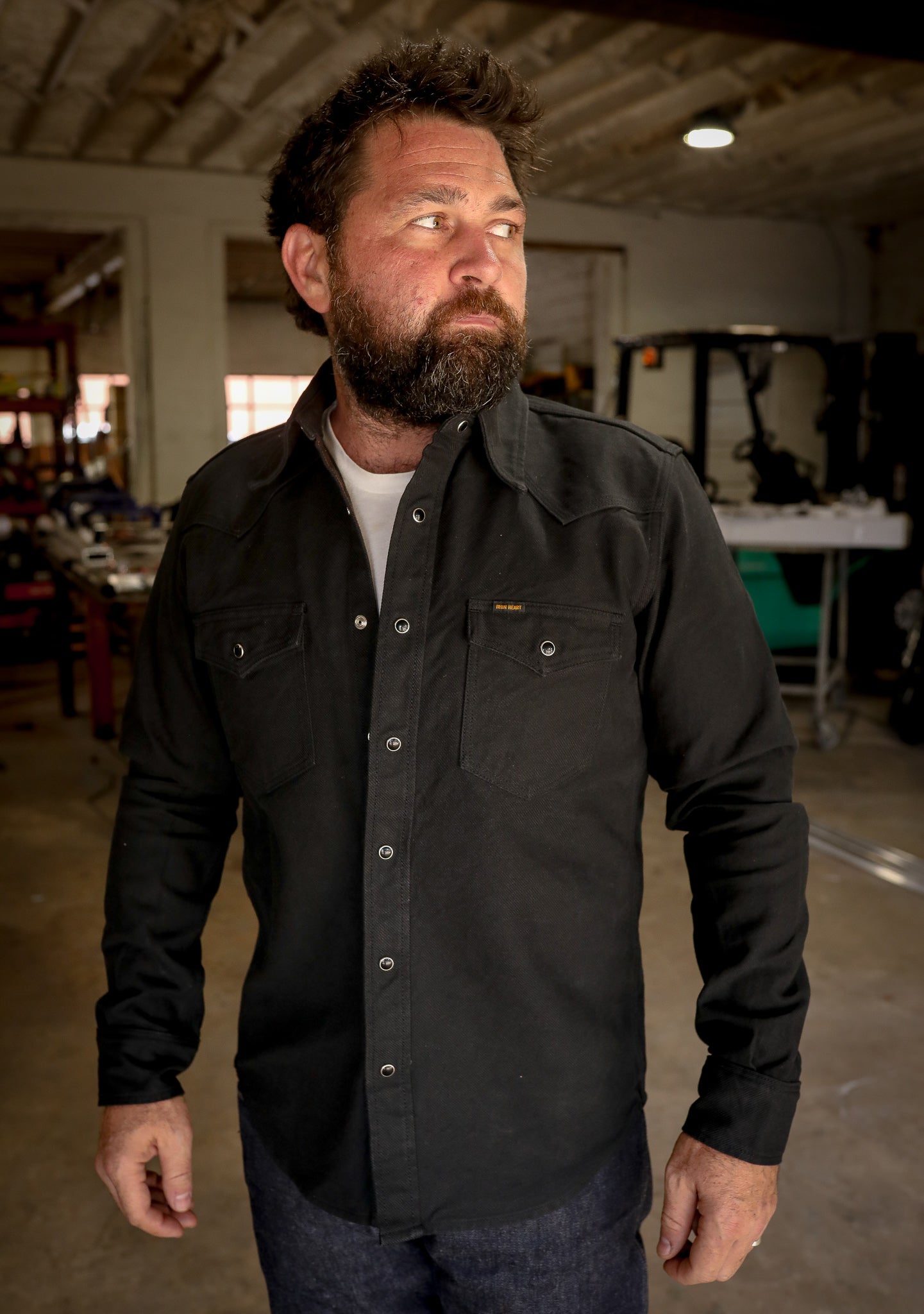 13oz Military Serge Western Shirt - Black