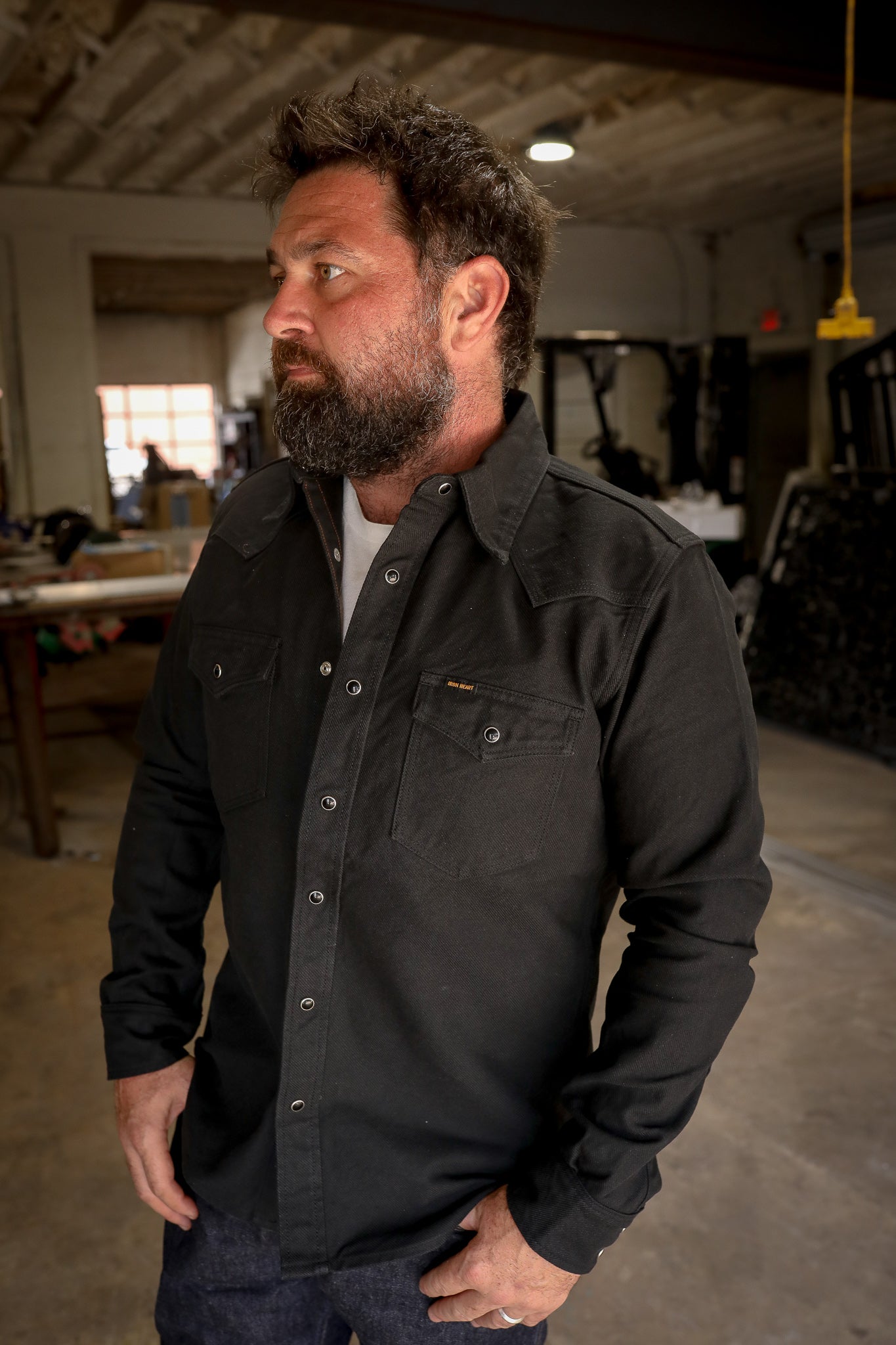13oz Military Serge Western Shirt - Black