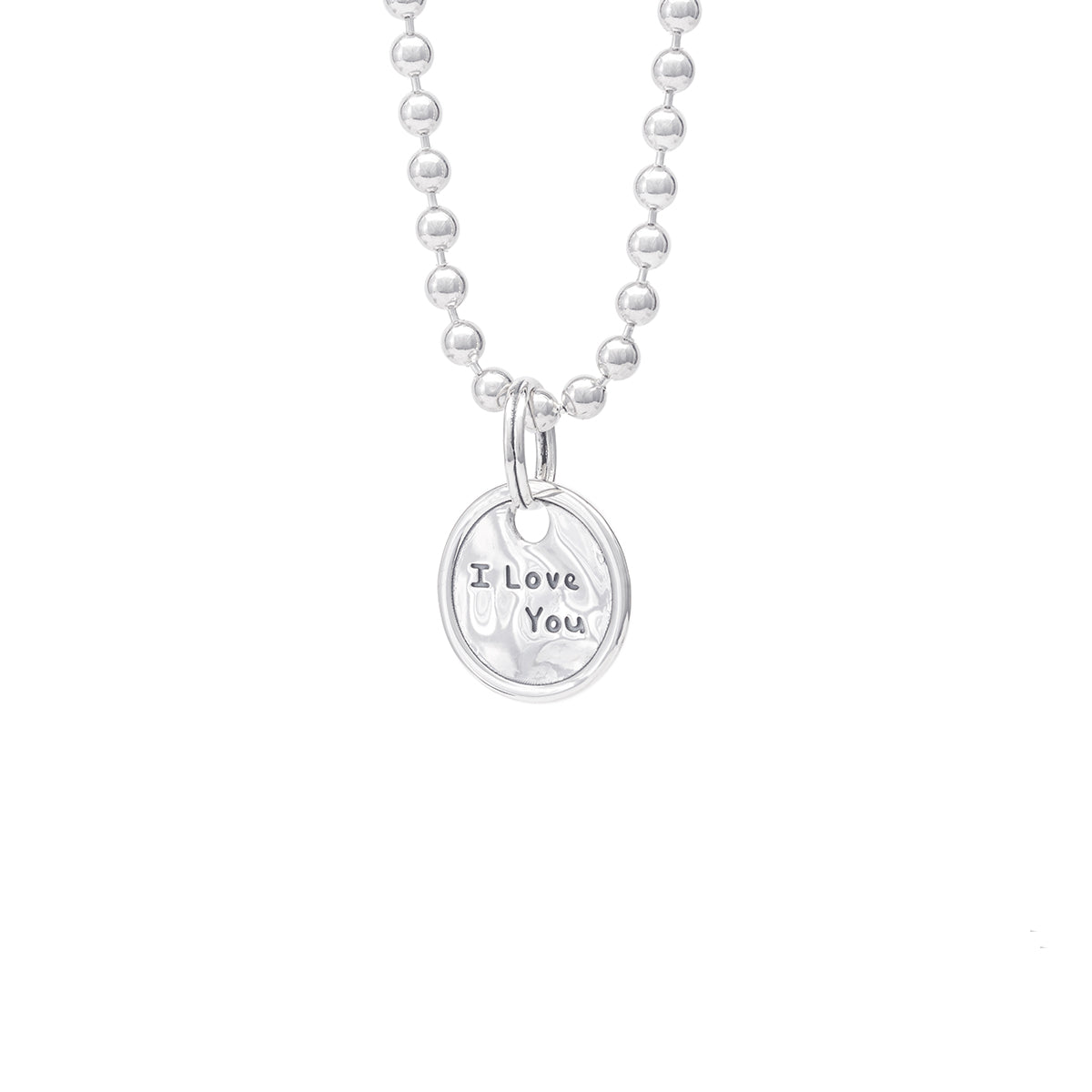 PAPERTAG BALL CHAIN NECKLACE - I LOVE YOU - AA 21&quot;