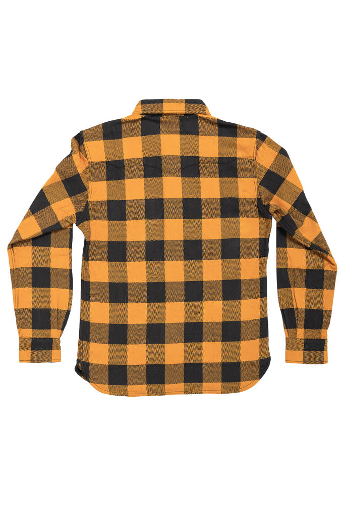 The Flat Head SNW-101L Block Check Western Flannel Shirt - Orange / Charcoal