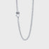 Sterling silver curb chain necklace with engraved clasp and detailed flower design on toggle clasp