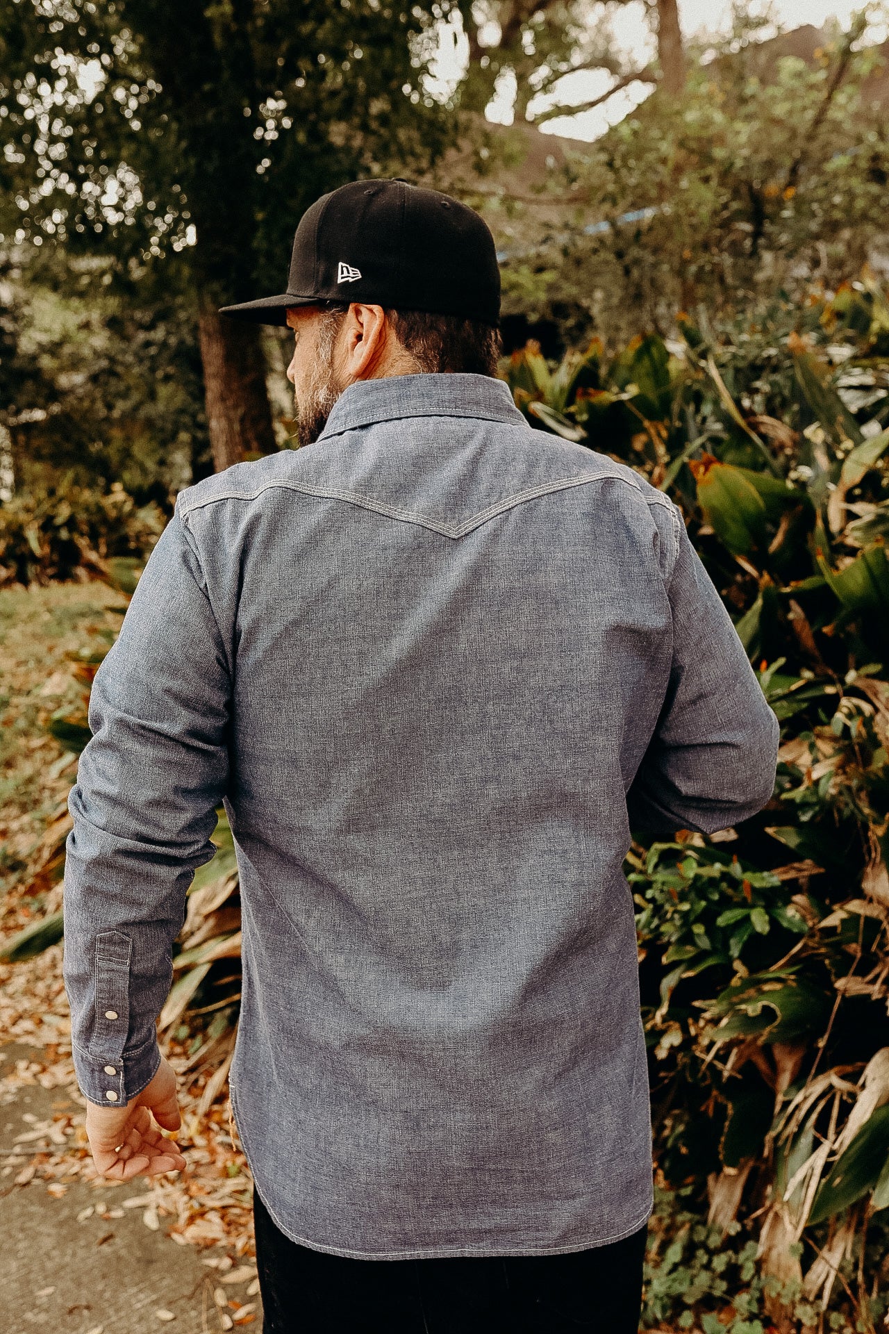 IHSH-13-BLU 10oz Selvedge Chambray Single Yoke Western Shirt - Blue