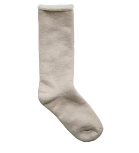 Cotton-Wool Pile Socks-Ecru