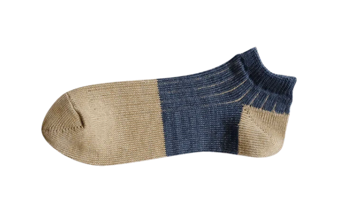 Linen Cotton Anklet Socks - Blue