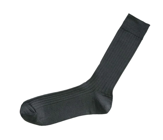 Silk Cotton Ribbed Socks - Charcoal