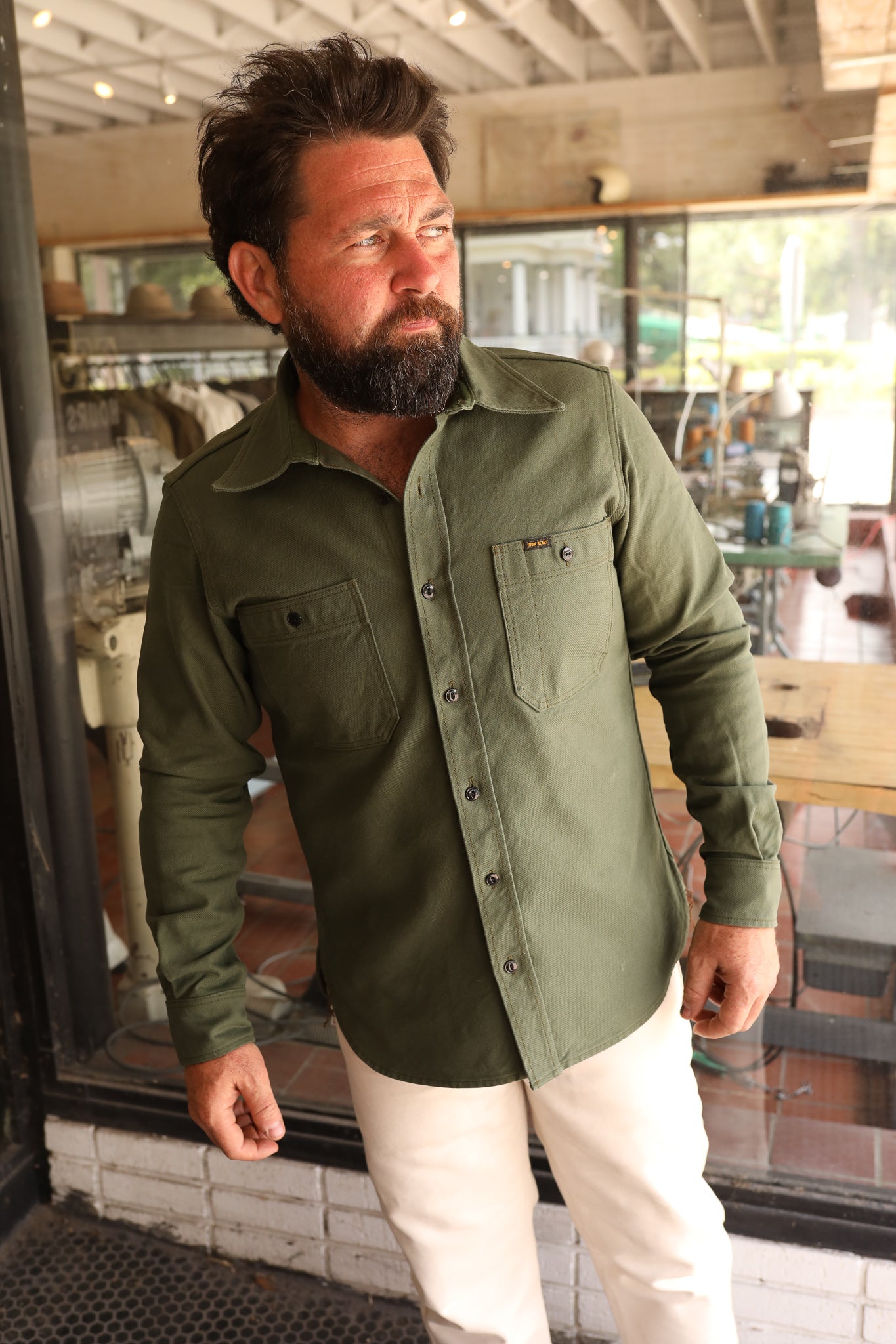 13oz Military Serge Work Shirt - Olive