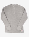1213 Waffle Knit Long Sleeved Thermal Henley - Grey