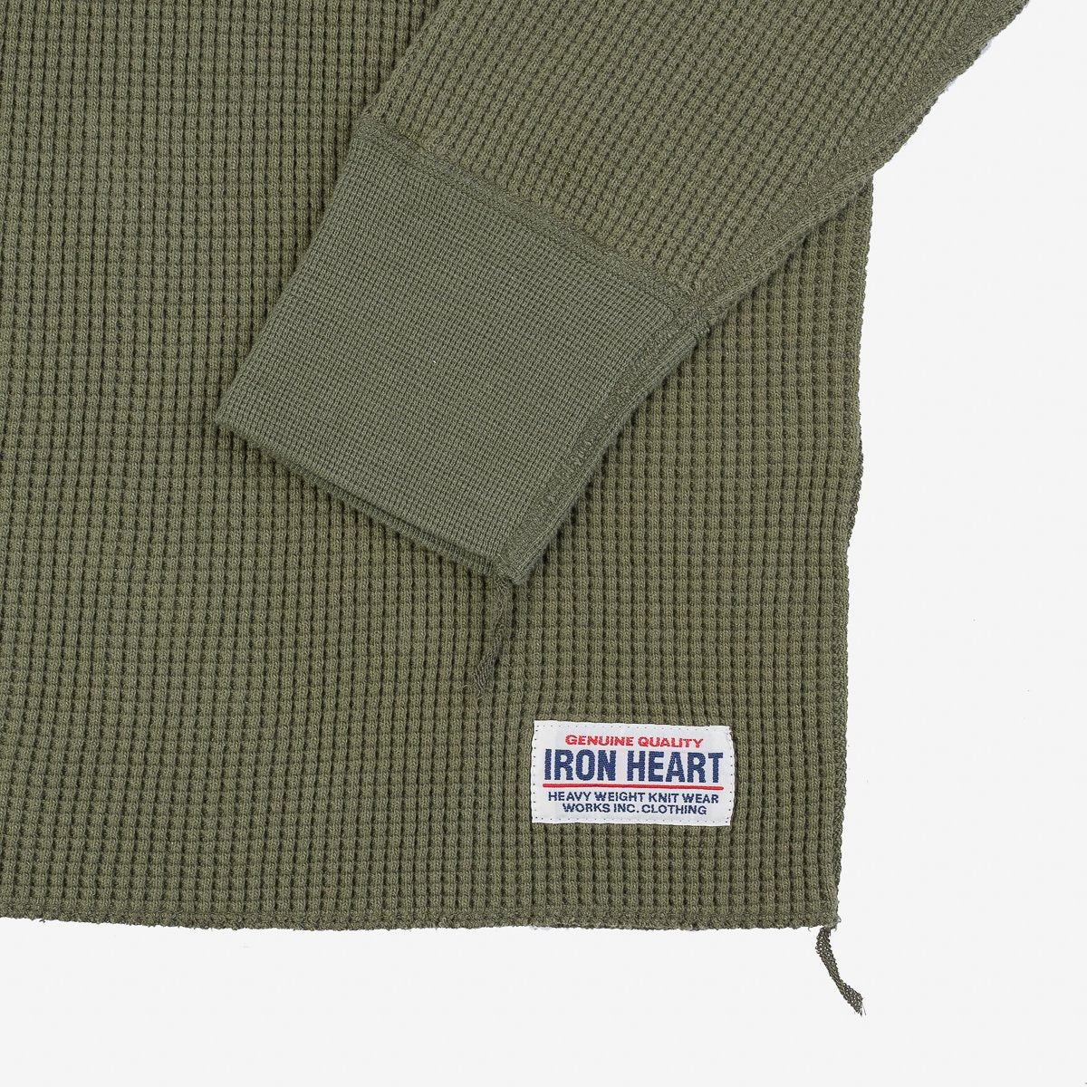 1213 Waffle Knit Long Sleeved Thermal Henley - Olive