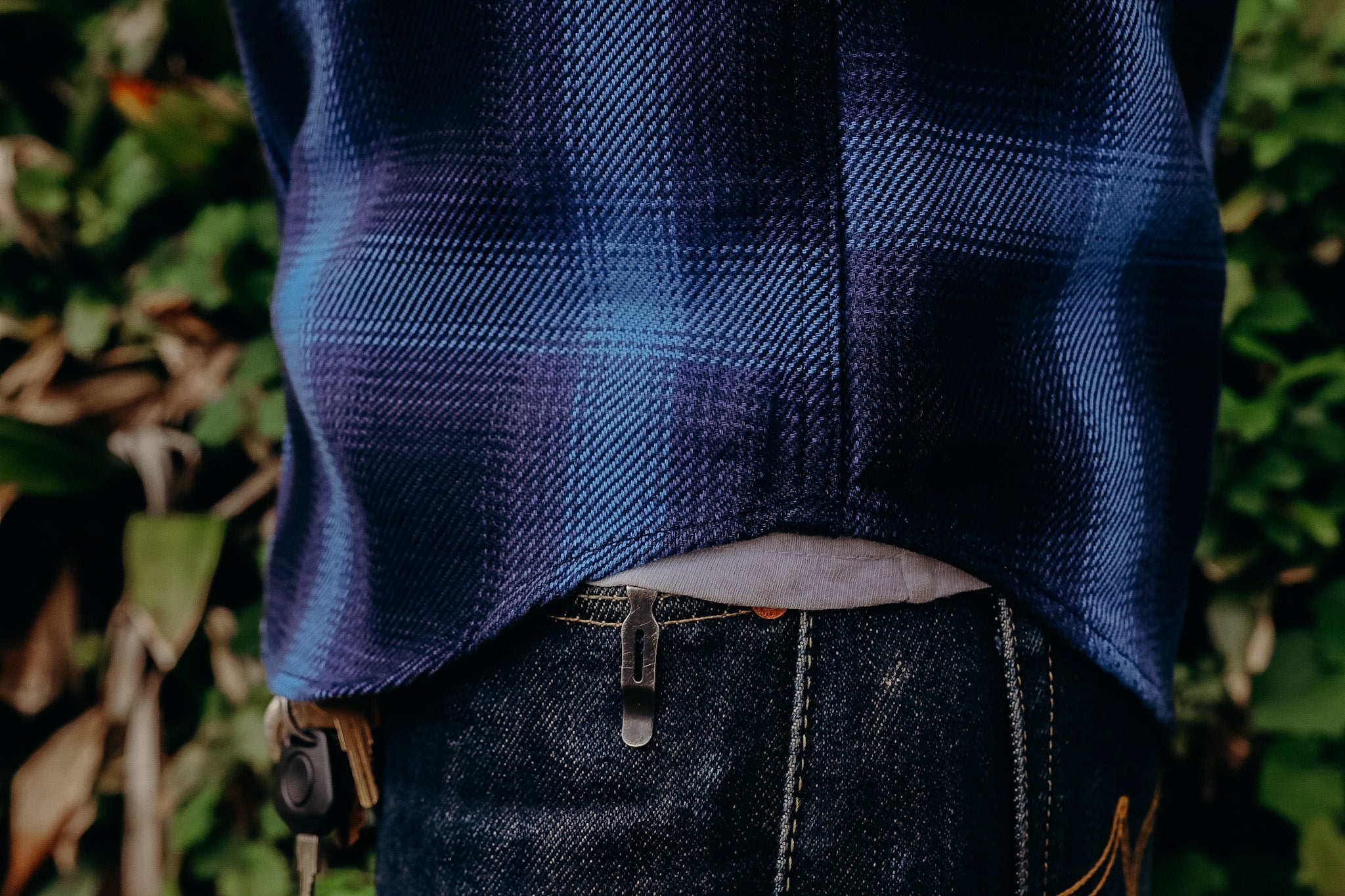 Selvedge Ombré Check Western Shirt - Indigo