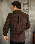 Webster Shirt, Low Twist Stripe, Brown