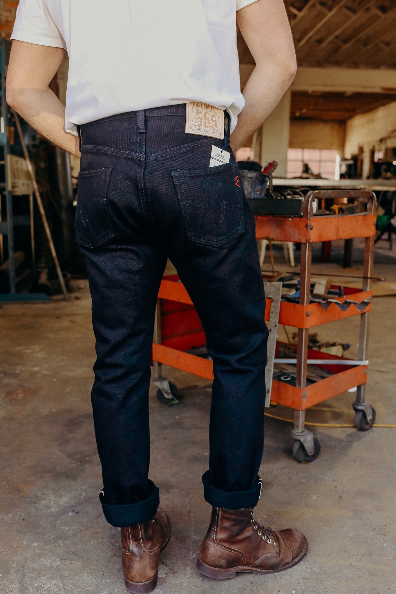 21oz Selvedge Denim Slim Cut Jeans - Superblack (Fades To Grey) IH-555S-SBG