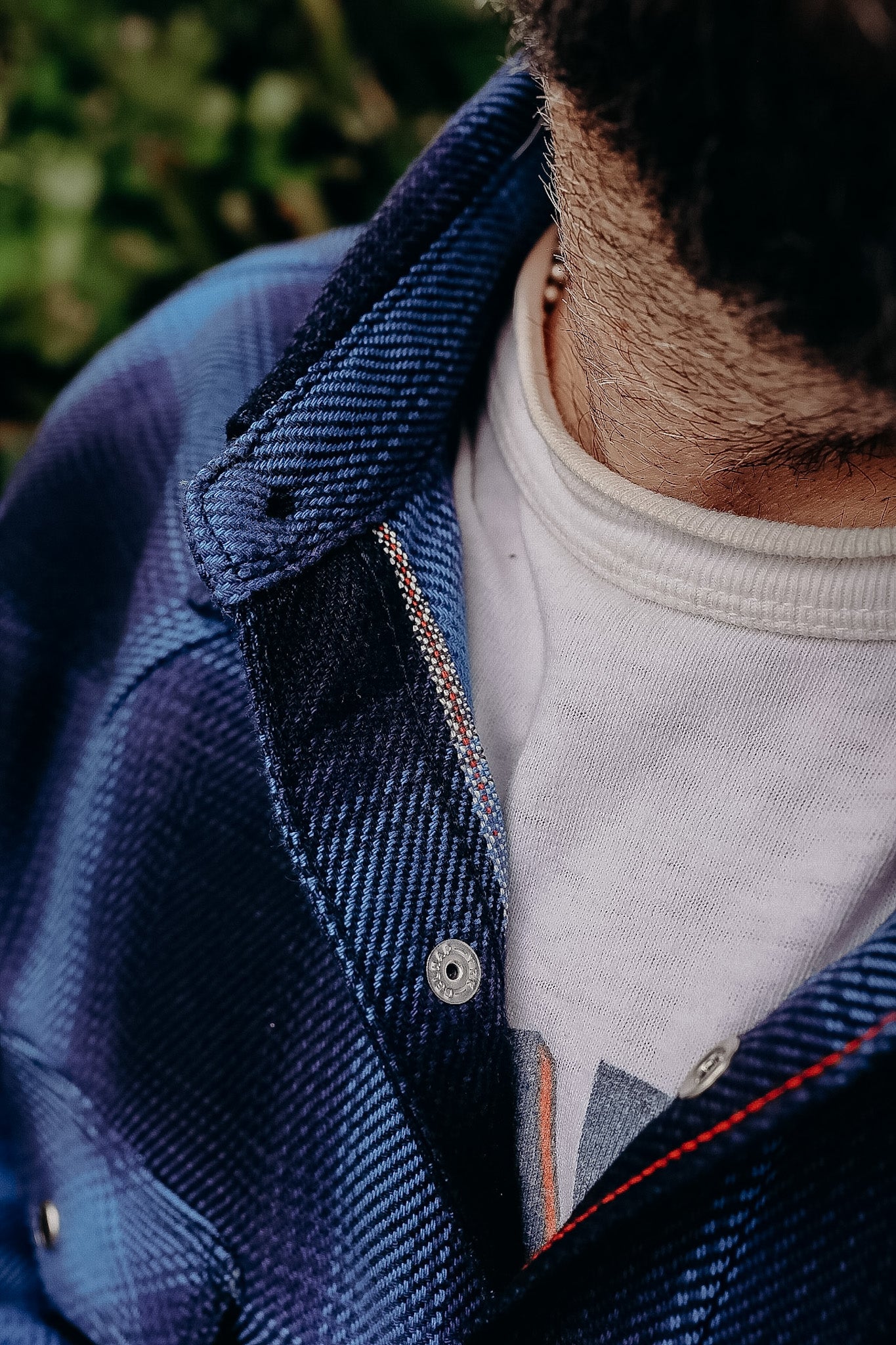 Selvedge Ombré Check Western Shirt - Indigo